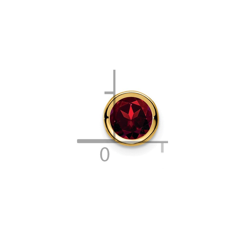 14k 6mm Garnet bezel pendant (0.23 grams)