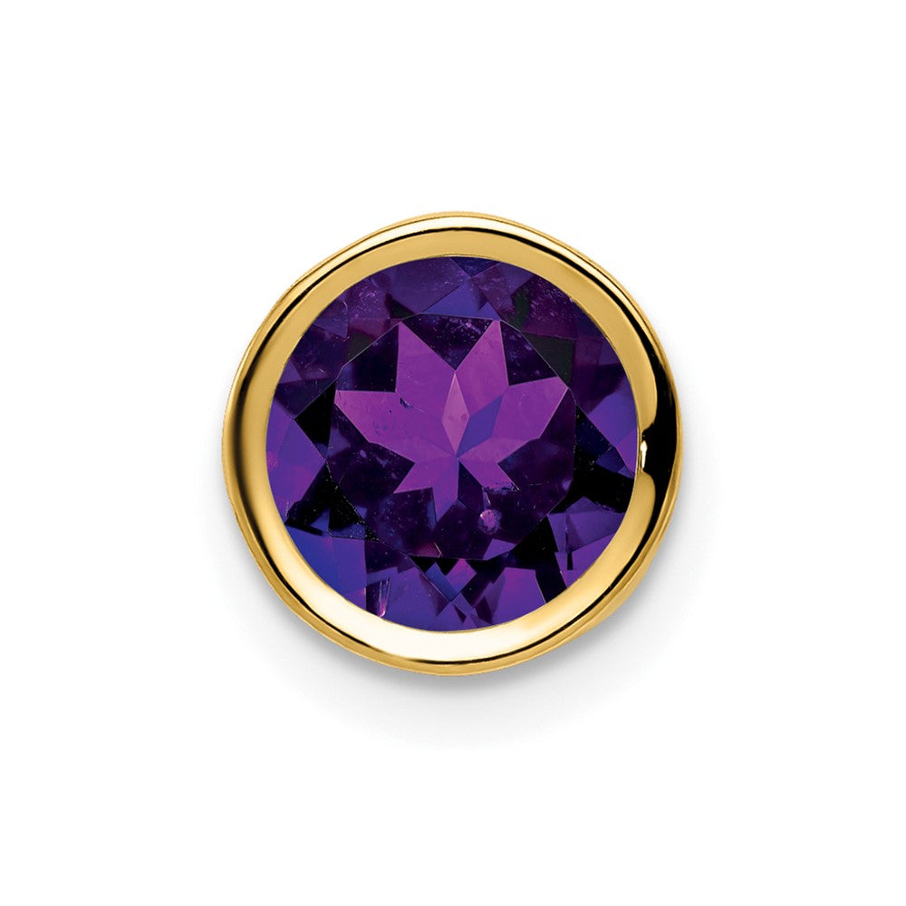 14k 7mm Amethyst bezel pendant (0.28 grams)