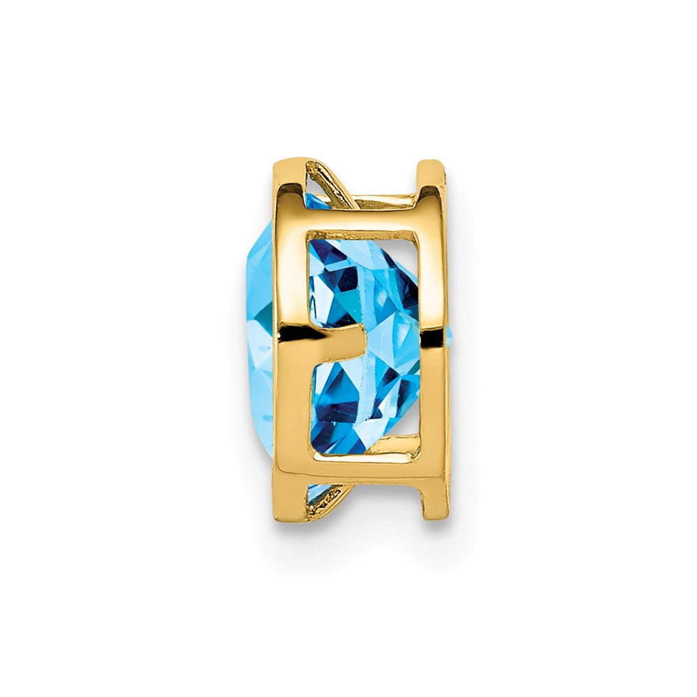 14k 7mm Blue Topaz bezel pendant (0.28 grams)