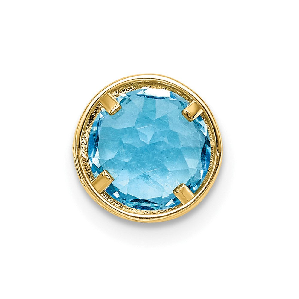 14k 7mm Blue Topaz bezel pendant (0.28 grams)