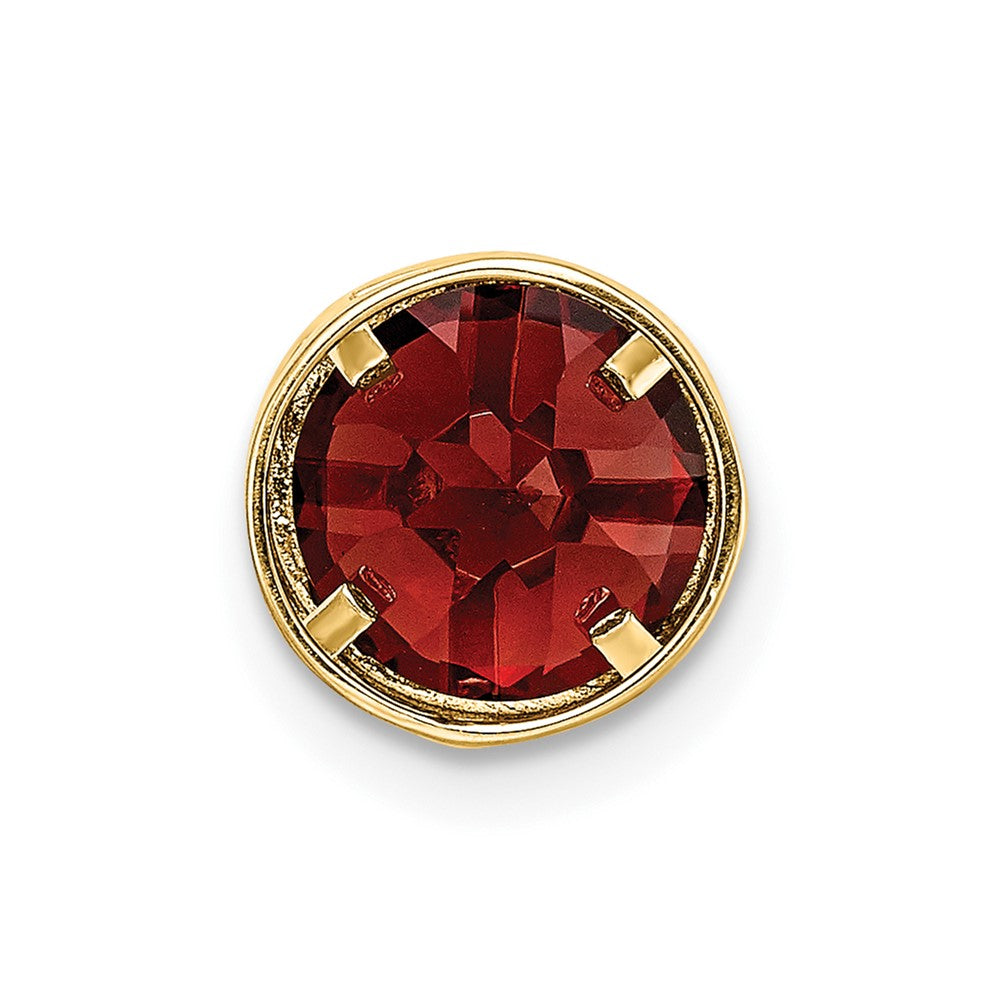 14k 7mm Garnet bezel pendant (0.28 grams)