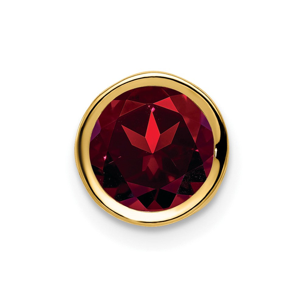 14k 7mm Garnet bezel pendant (0.28 grams)
