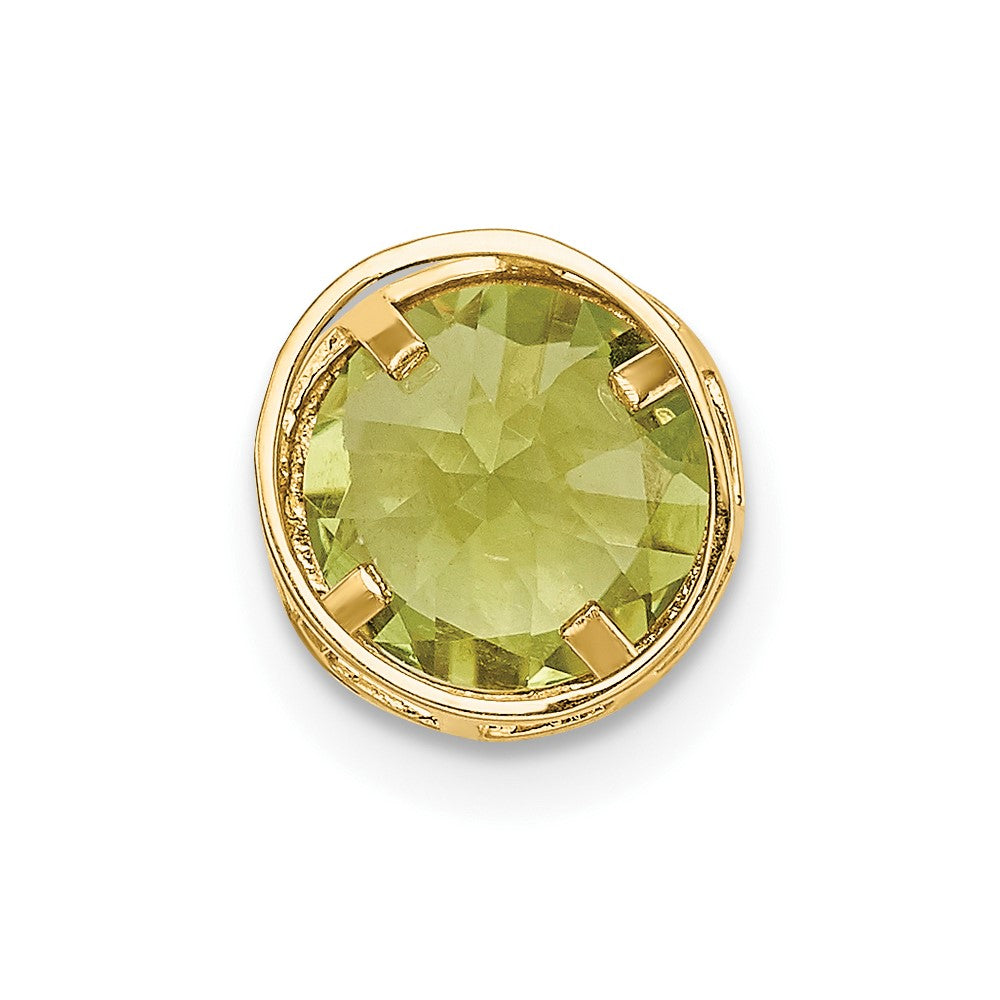 14k 7mm Peridot bezel pendant (0.28 grams)