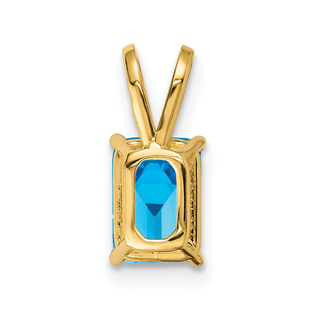 14k 7x5mm Emerald Cut Blue Topaz pendant (0.36 grams)