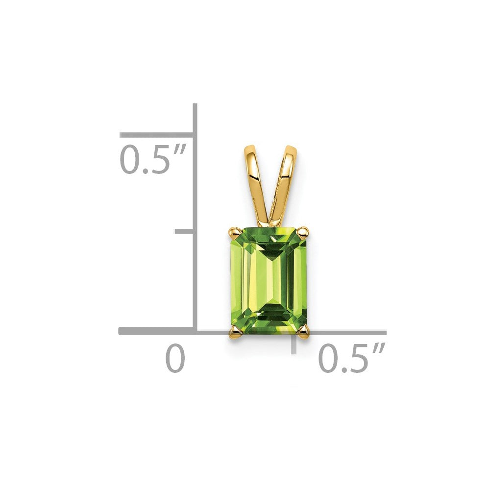 14k 7x5mm Emerald Cut Peridot pendant (0.36 grams)