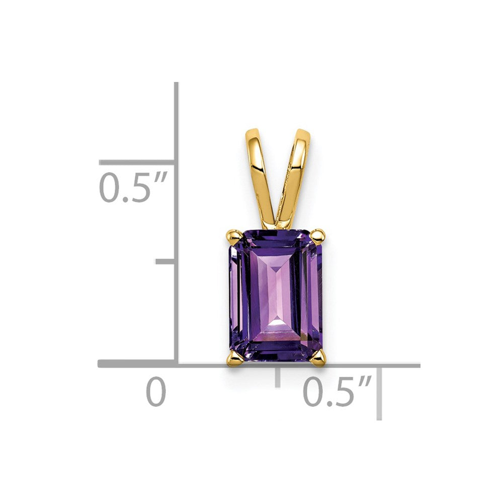 14k 8x6mm Emerald Cut Amethyst pendant (0.36 grams)