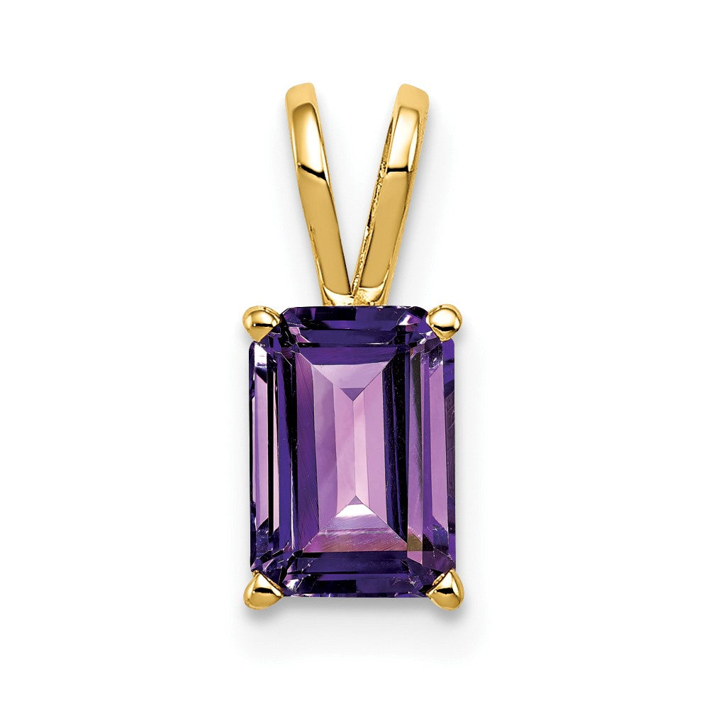 14k 8x6mm Emerald Cut Amethyst pendant (0.36 grams)