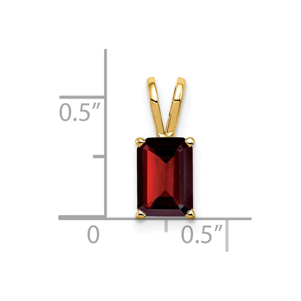 14k 8x6mm Emerald Cut Garnet pendant (0.36 grams)