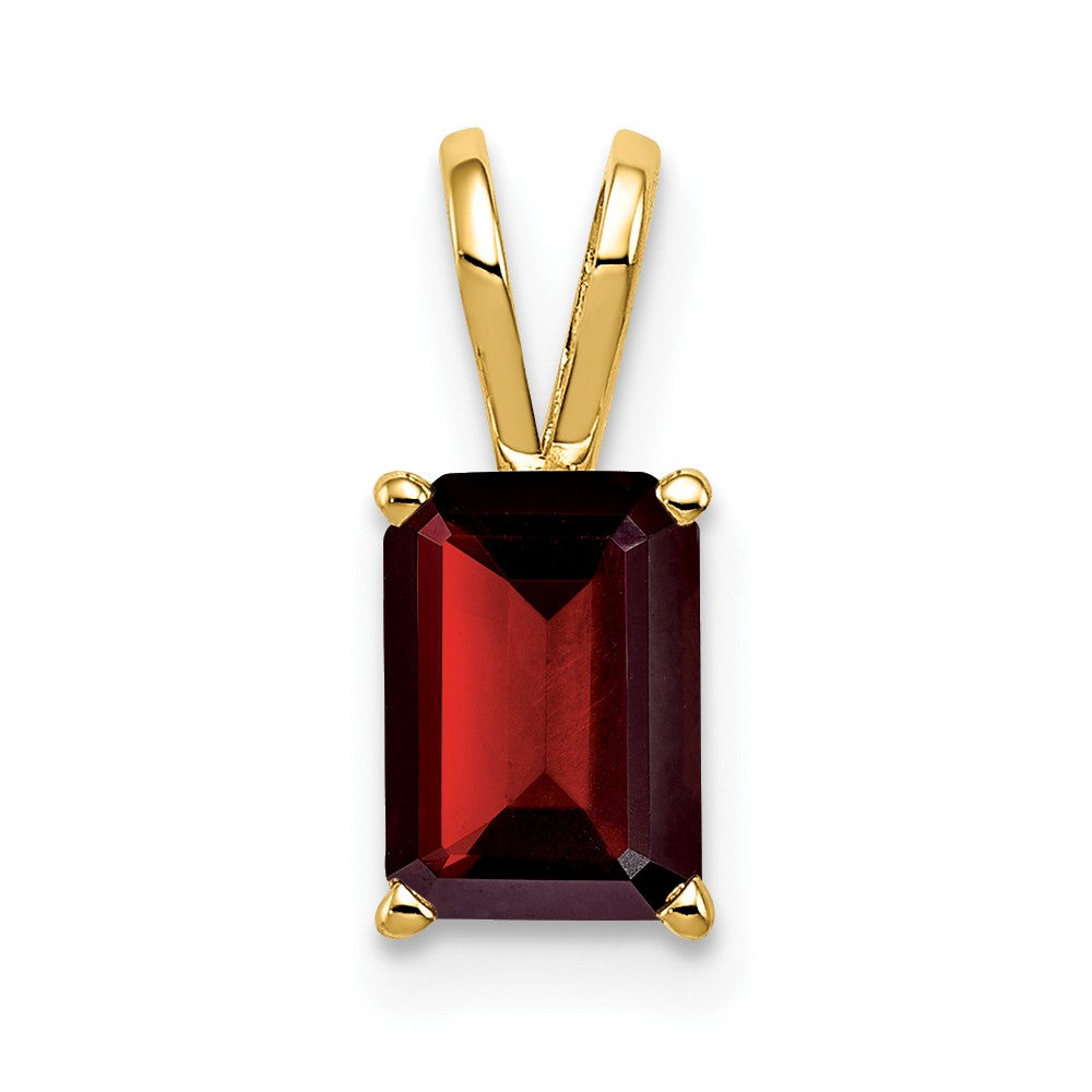 14k 8x6mm Emerald Cut Garnet pendant (0.36 grams)