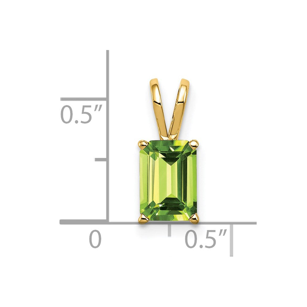 14k 8x6mm Emerald Cut Peridot pendant (0.36 grams)