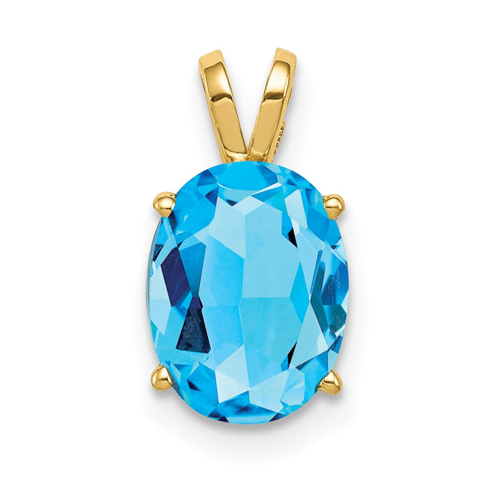 14k 9x7mm Oval Blue Topaz pendant (0.38 grams)