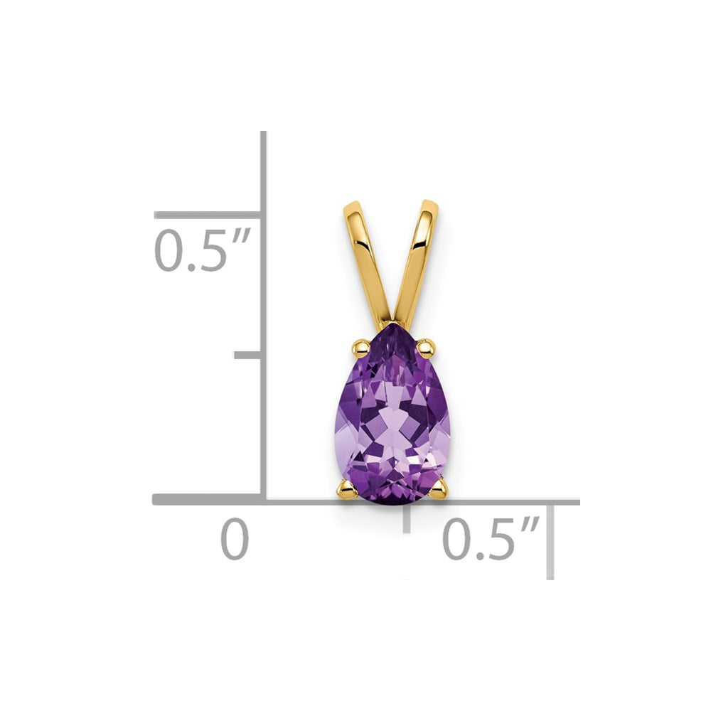 14k 8x5mm Pear Amethyst pendant (0.36 grams)