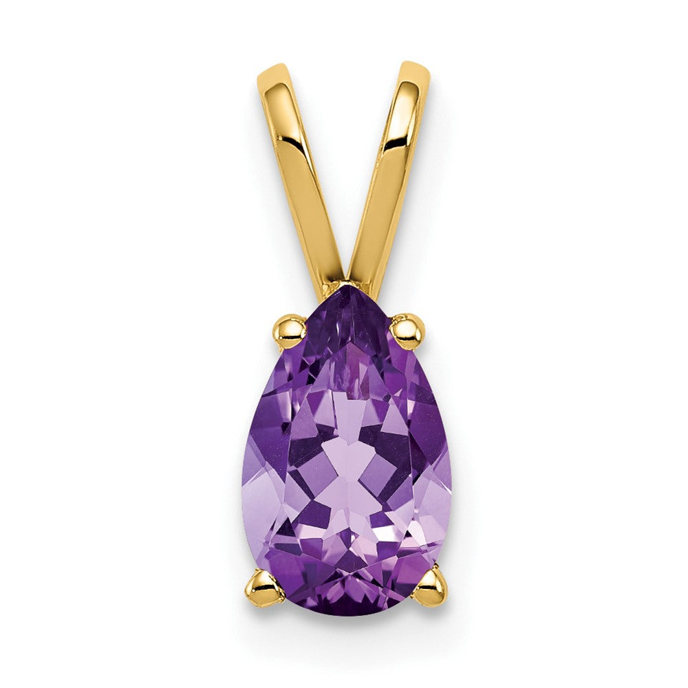 14k 8x5mm Pear Amethyst pendant (0.36 grams)