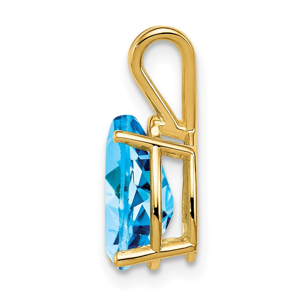 14k 10x7mm Pear Blue Topaz Checker pendant (0.45 grams)