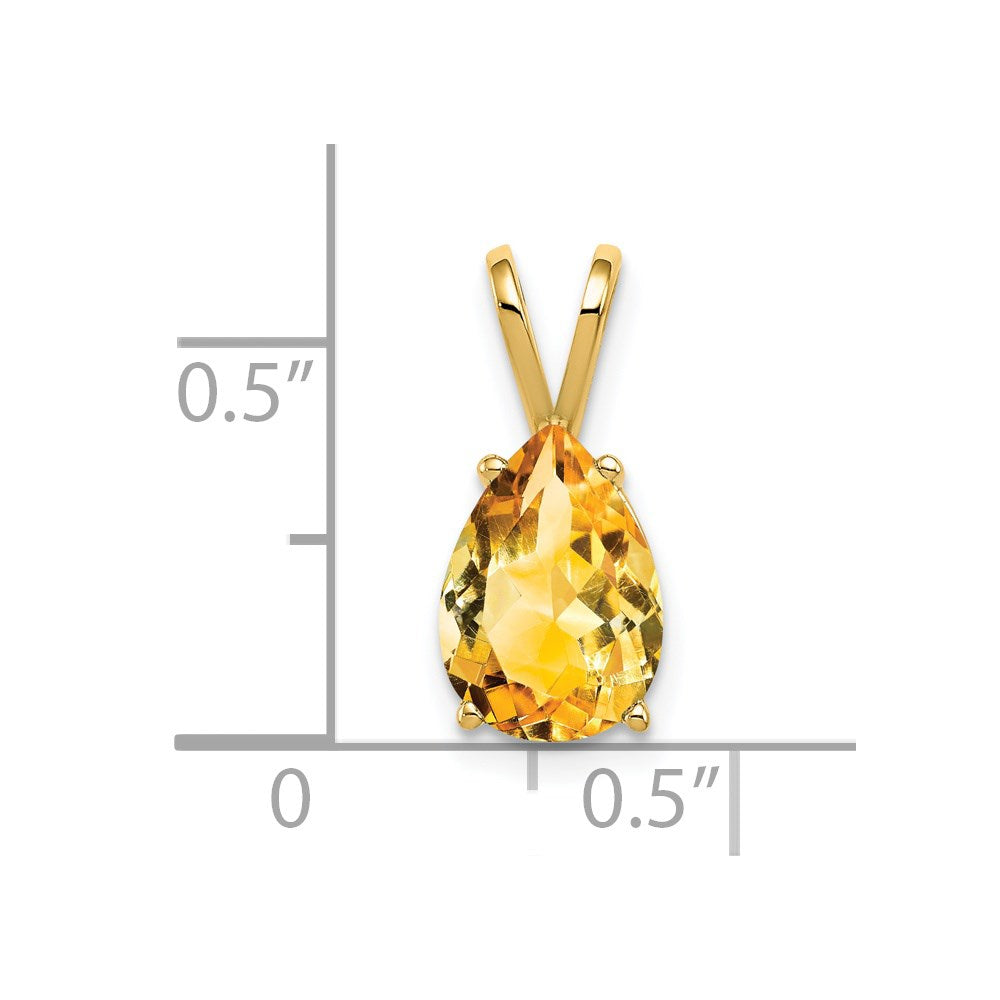 14k 10x7mm Pear Citrine pendant (0.45 grams)