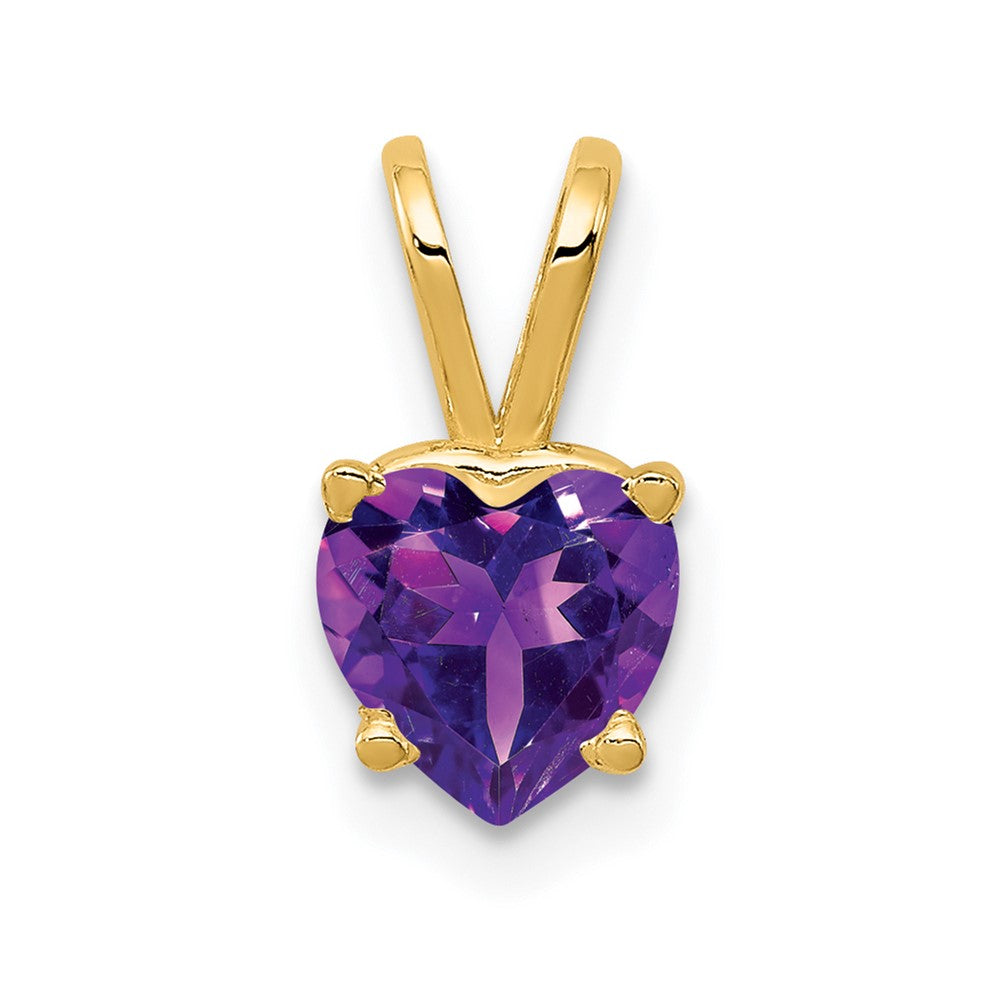 14k 6mm Heart Amethyst pendant (0.38 grams)
