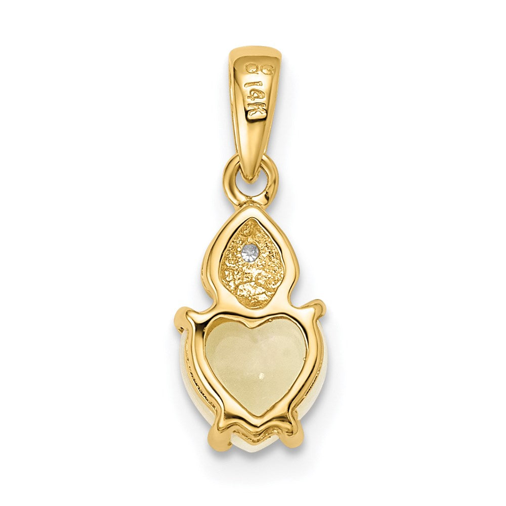 14k Diamond and Opal Polished Heart Pendant (0.65 grams)