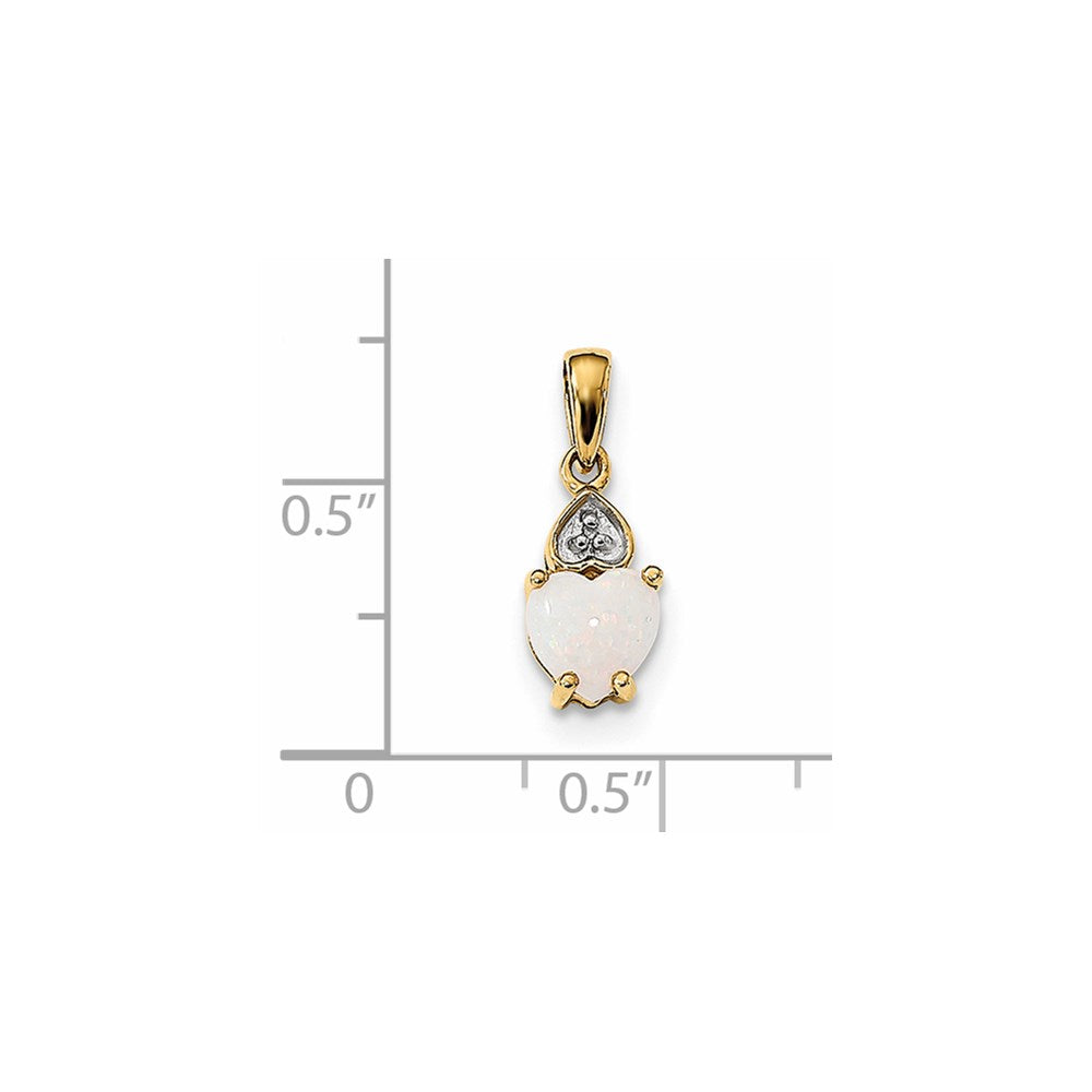 14k Diamond and Opal Polished Heart Pendant (0.65 grams)