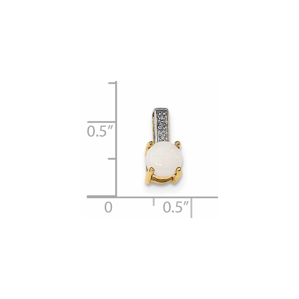 14k Diamond and Opal Polished Pendant (0.5 grams)