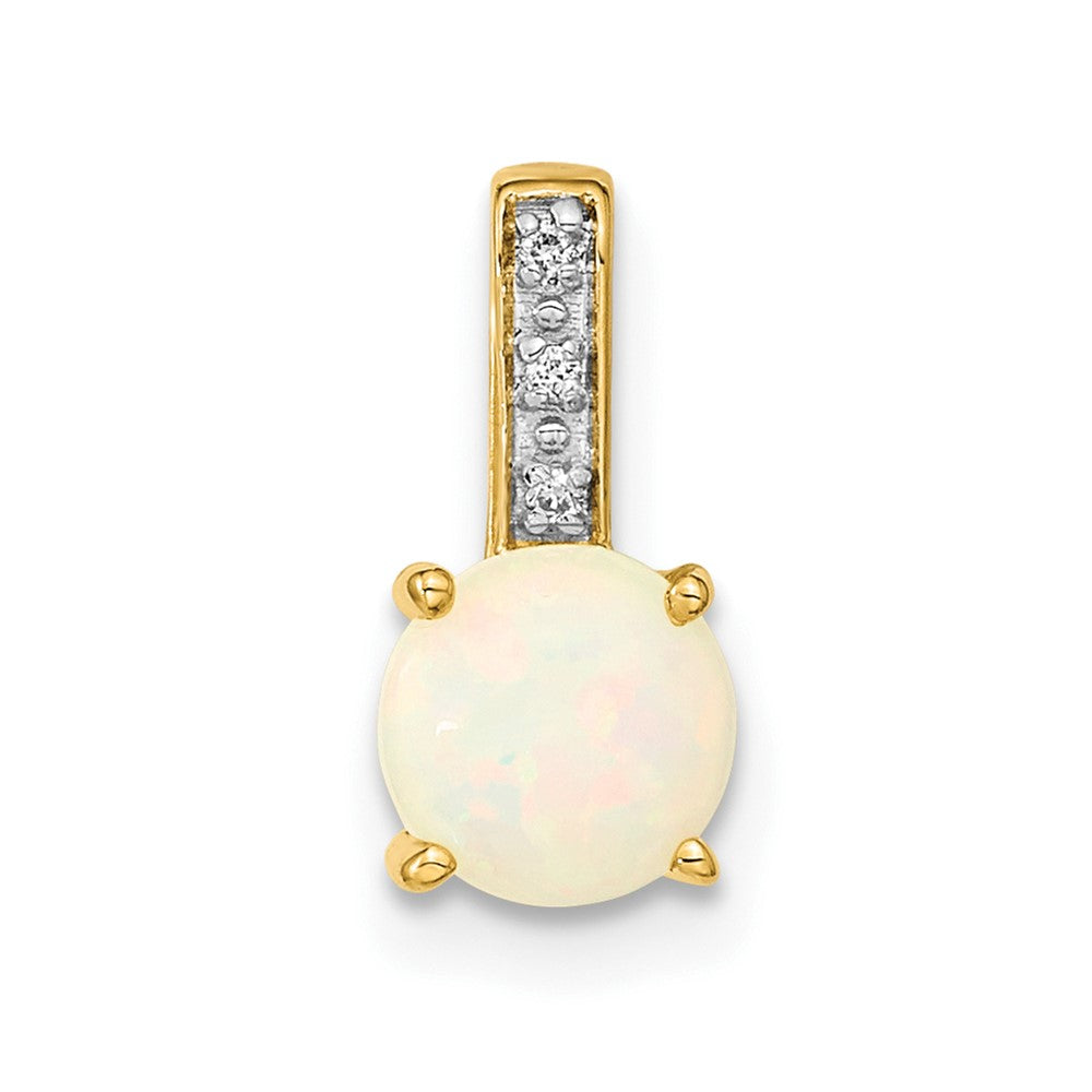 14k Diamond and Opal Polished Pendant (0.5 grams)