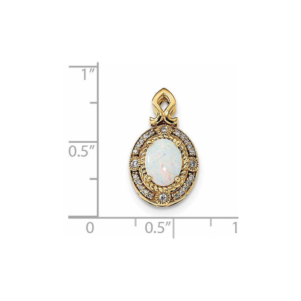 14k Austrian Opal and Diamond Pendant (2.05 grams)