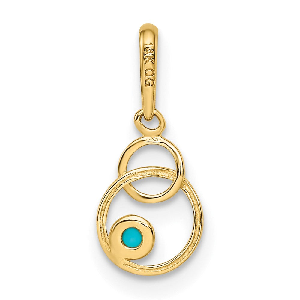 14k Synthetic Turquoise Circle Pendant (0.1 grams)