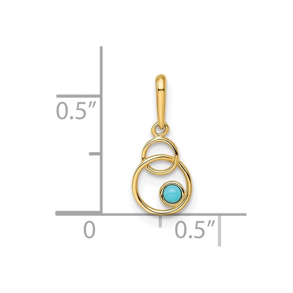 14k Synthetic Turquoise Circle Pendant (0.1 grams)