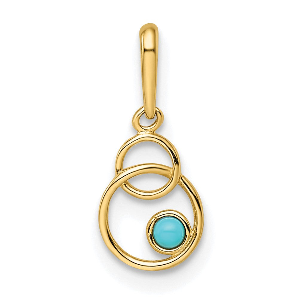 14k Synthetic Turquoise Circle Pendant (0.1 grams)