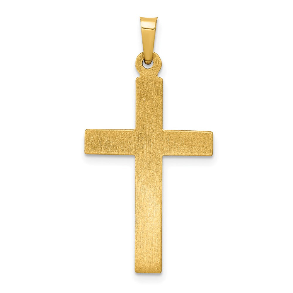 14k Yellow Gold 17 mm Textured and Polished Diamond Cross Pendant (0.87 grams)