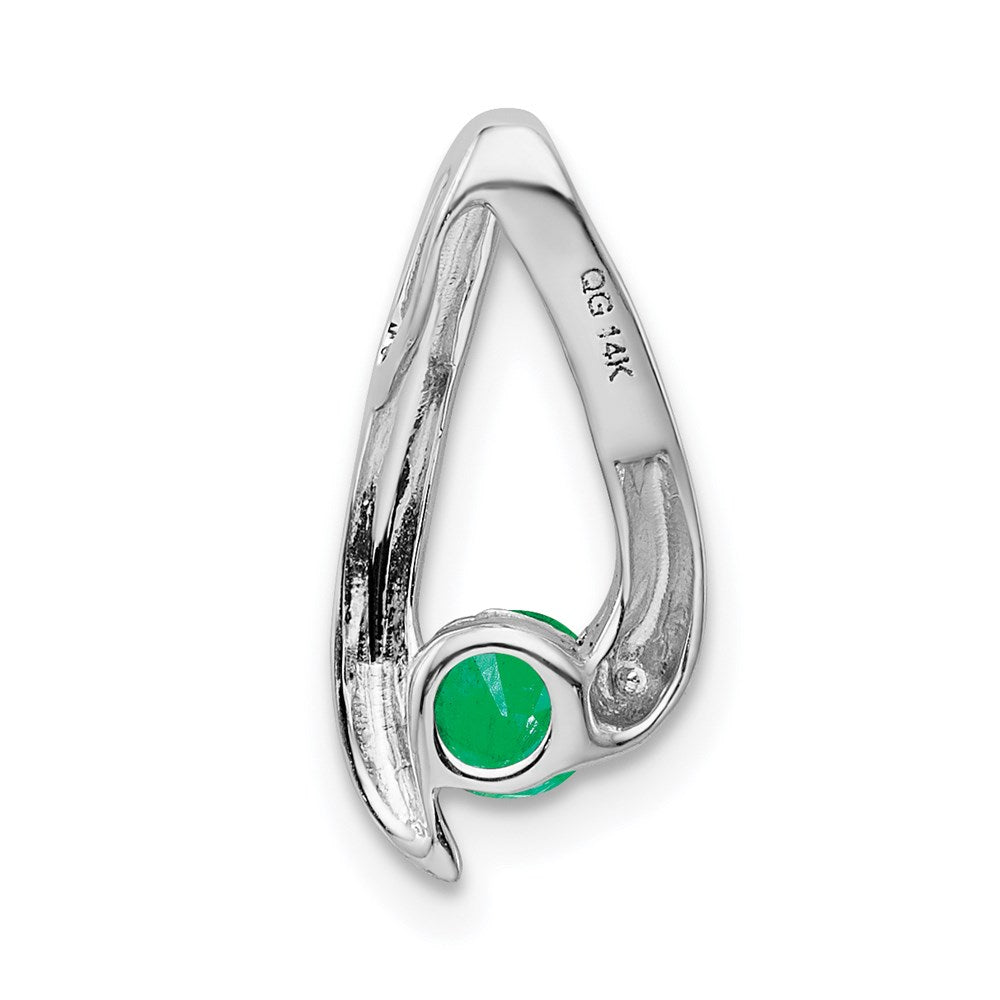 14k White Gold 4mm Emerald Pendant (0.93 grams)