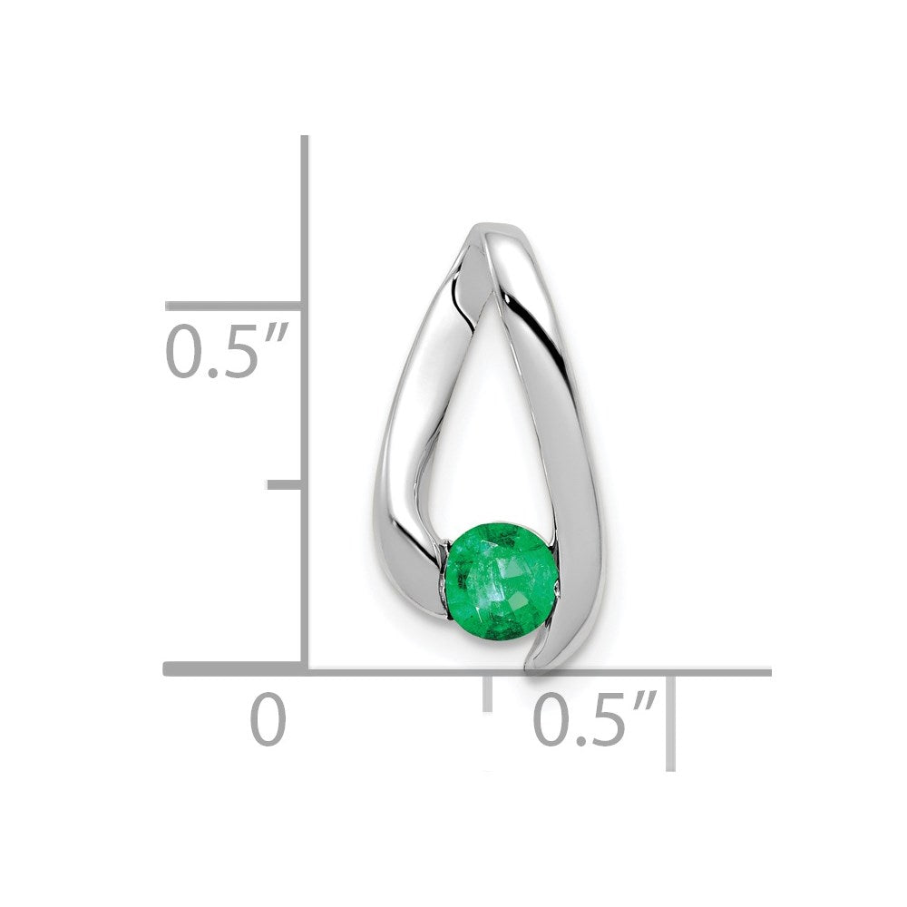 14k White Gold 4mm Emerald Pendant (0.93 grams)