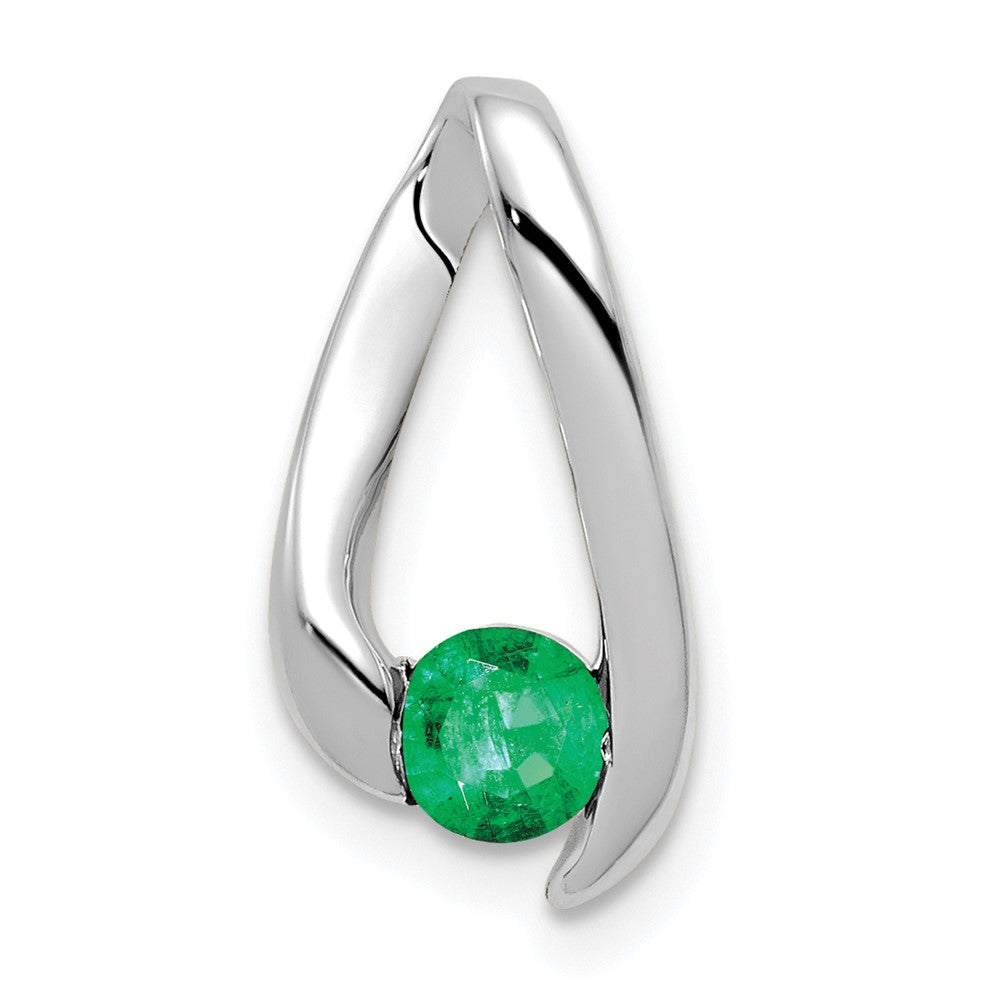 14k White Gold 4mm Emerald Pendant (0.93 grams)