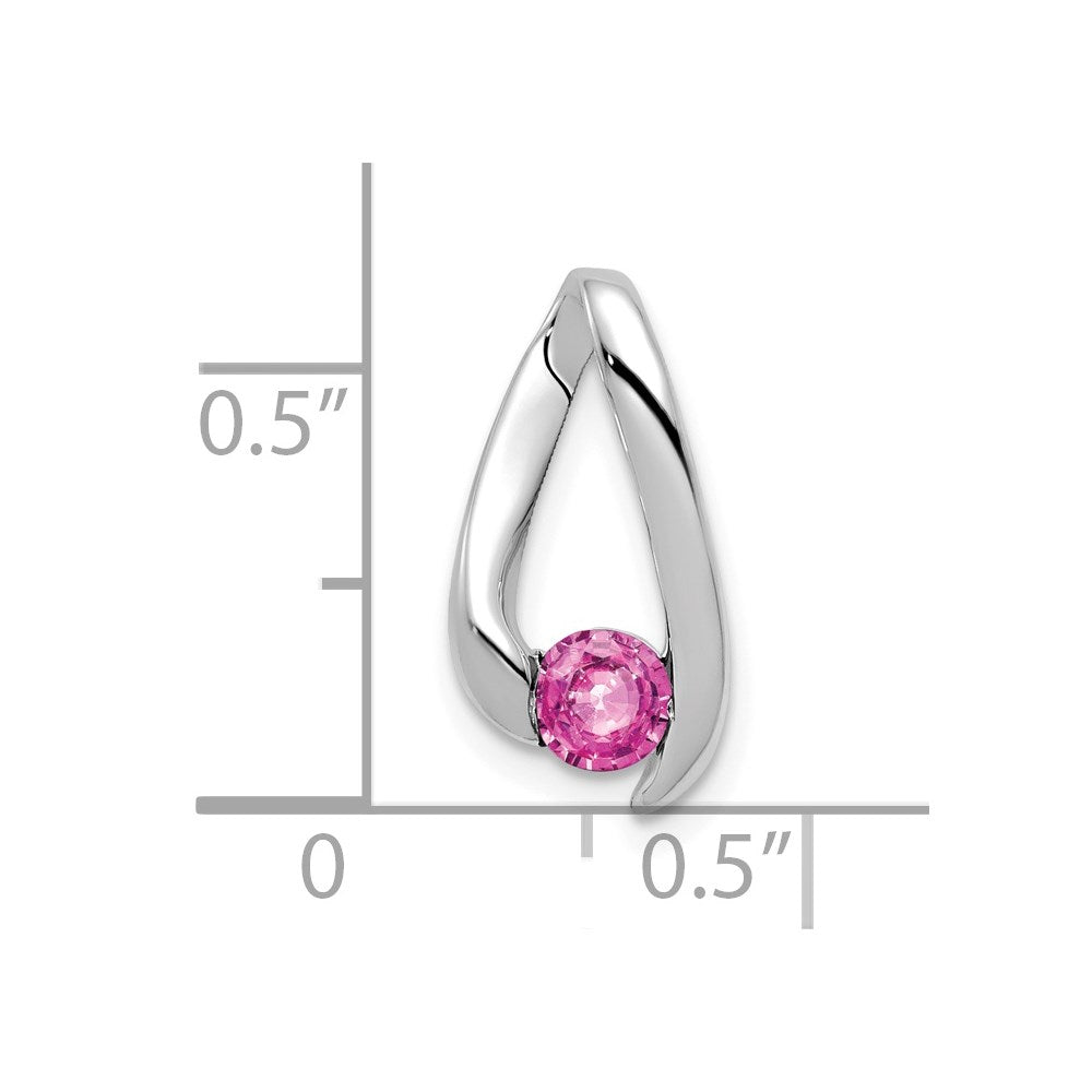 14k White Gold 4mm Pink Sapphire pendant (0.93 grams)