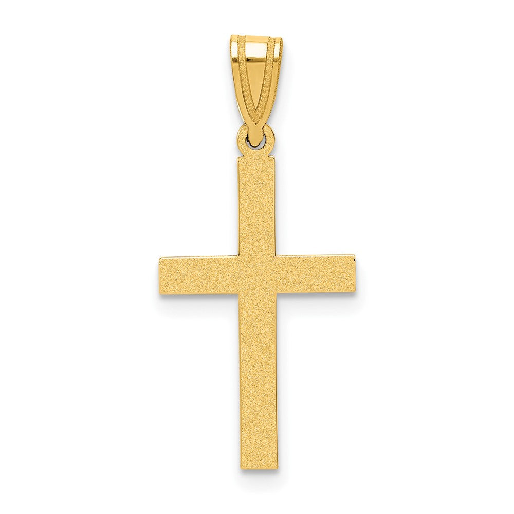 14k Yellow Gold 12 mm Sandblasted Cross Pendant (0.63 grams)