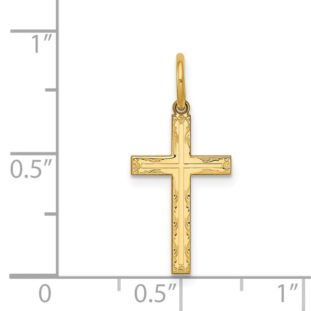 14k Yellow Gold 11 mm Laser Designed Cross Charm (0.49 grams)