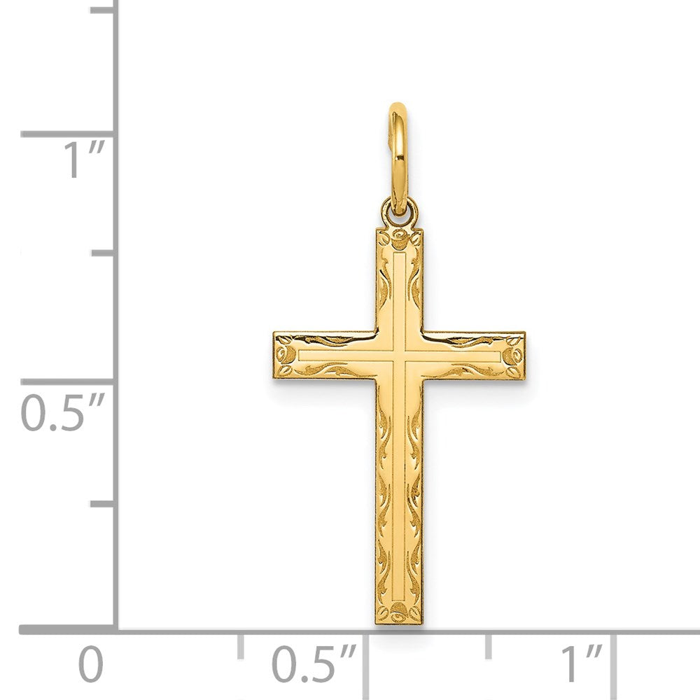 14k Yellow Gold 13 mm Laser Designed Cross Pendant (0.72 grams)