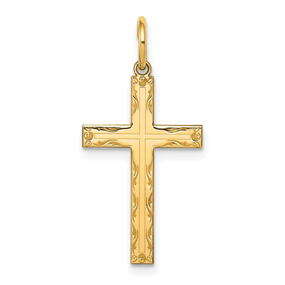 14k Yellow Gold 13 mm Laser Designed Cross Pendant (0.72 grams)