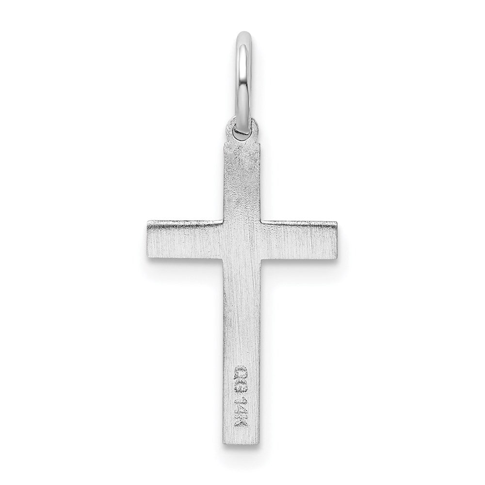 14k White Gold 11 mm  Laser Designed Cross Charm (0.51 grams)