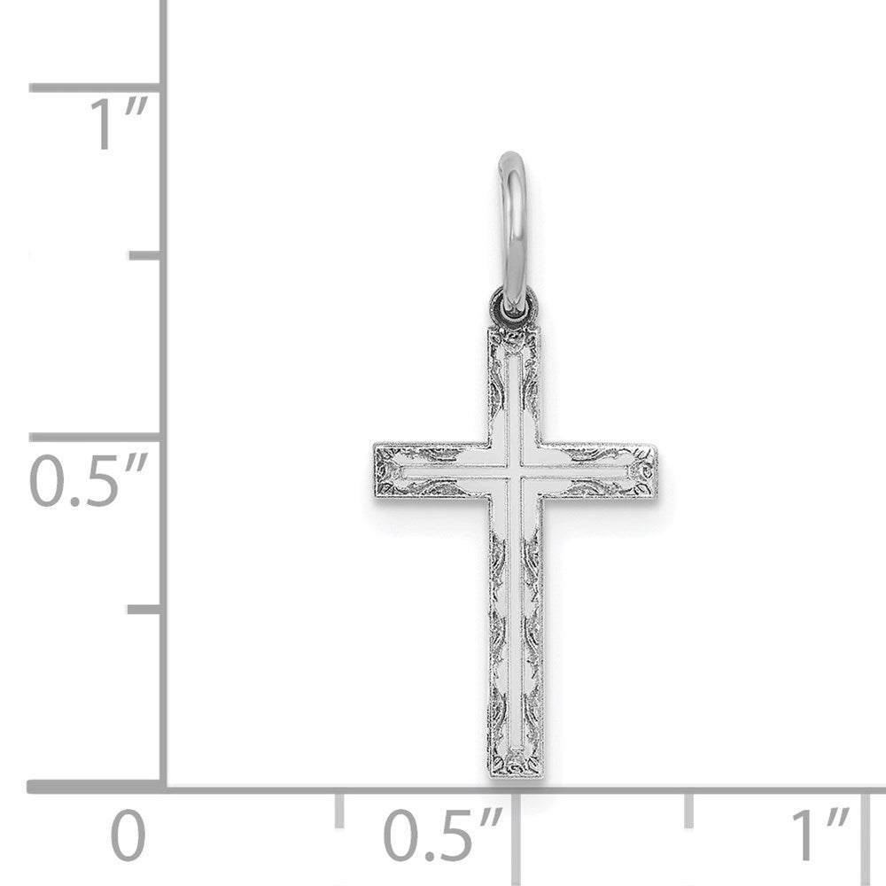 14k White Gold 11 mm  Laser Designed Cross Charm (0.51 grams)