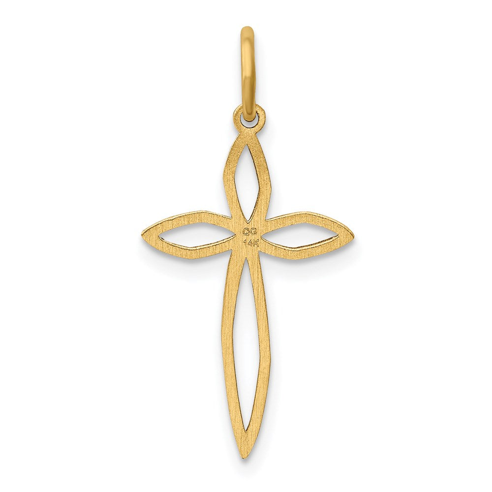 14k Yellow Gold 13 mm Laser Designed Passion Cross Charm (0.47 grams)