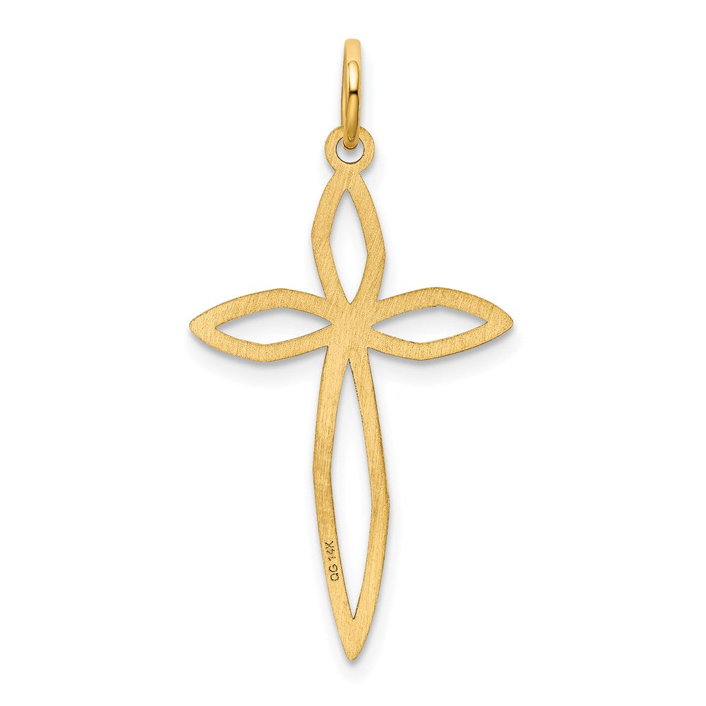 14k Yellow Gold 17 mm Laser Designed Passion Cross Pendant (0.71 grams)