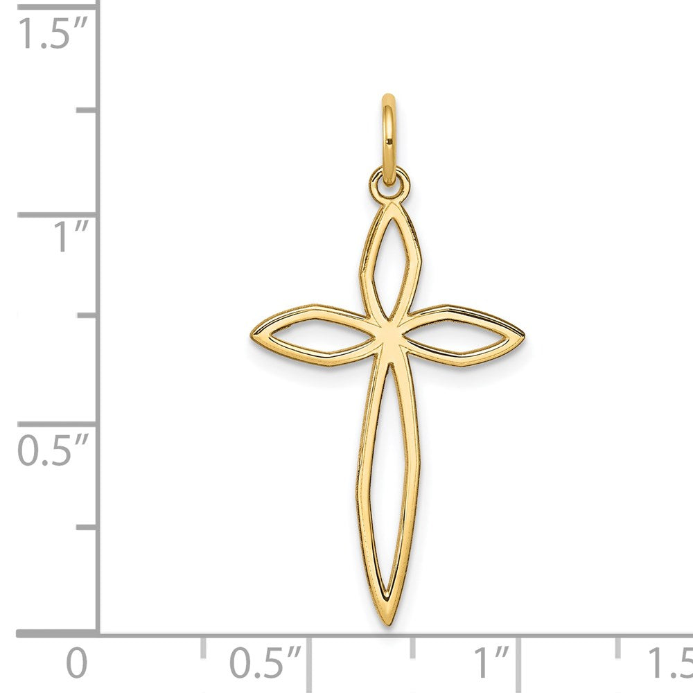 14k Yellow Gold 17 mm Laser Designed Passion Cross Pendant (0.71 grams)