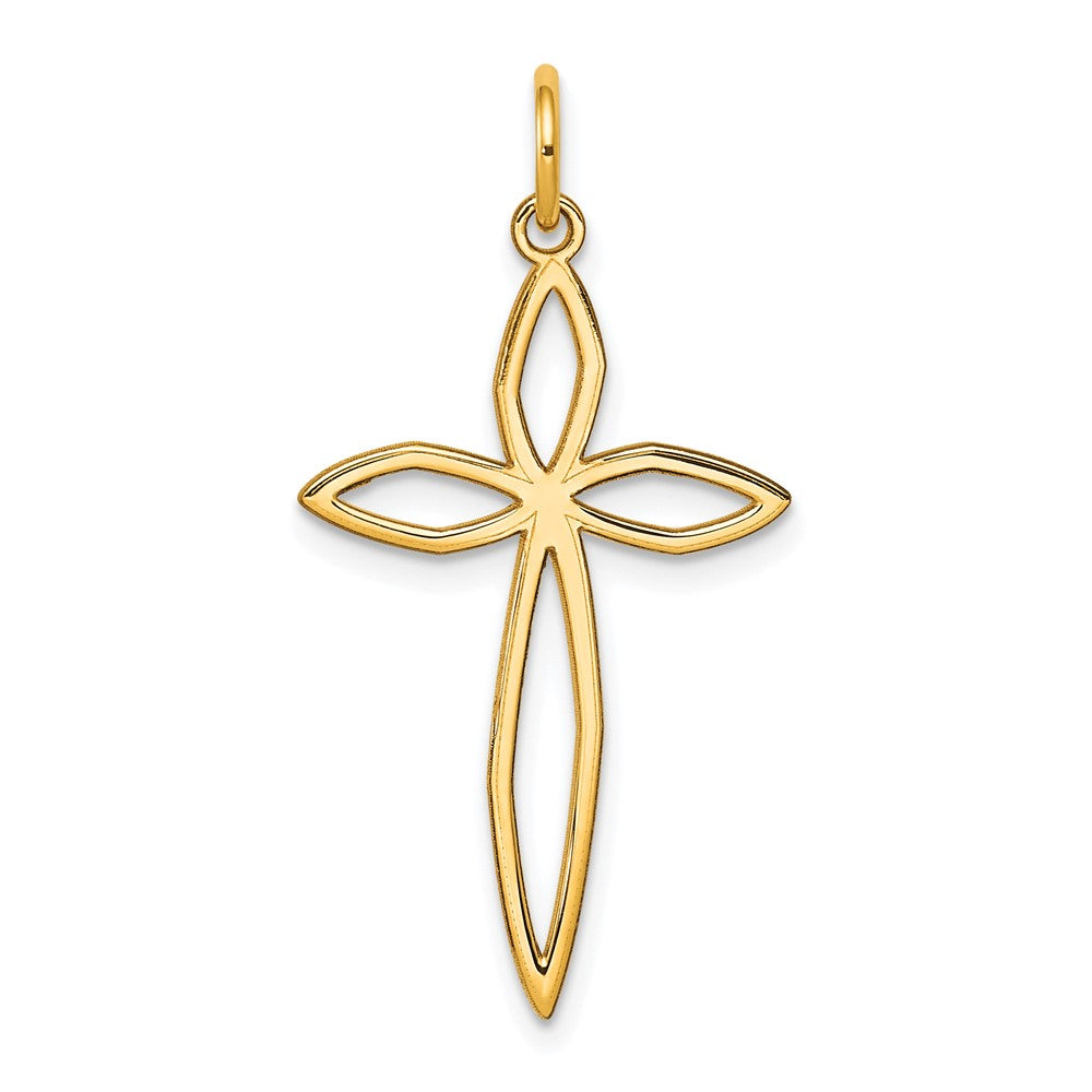 14k Yellow Gold 17 mm Laser Designed Passion Cross Pendant (0.71 grams)