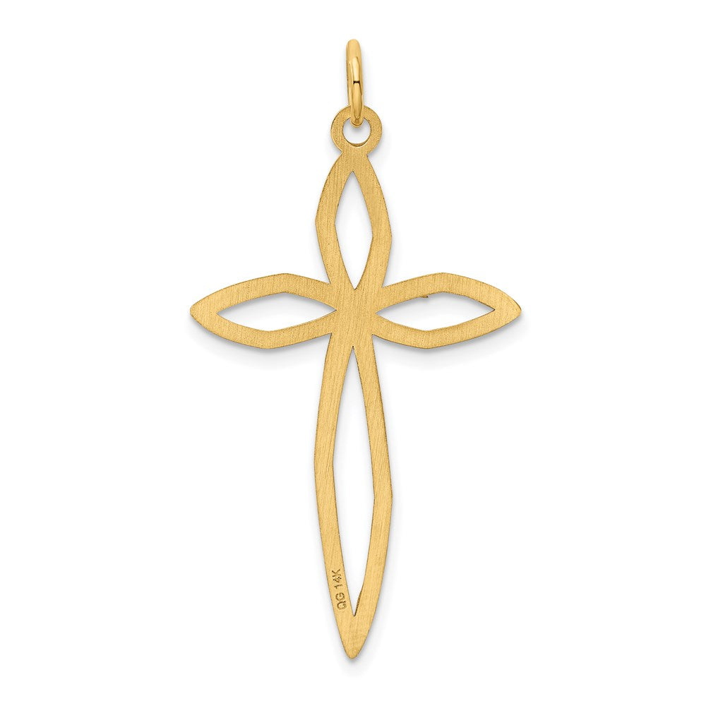 14k Yellow Gold 22 mm Laser Designed Passion Cross Pendant (1.11 grams)