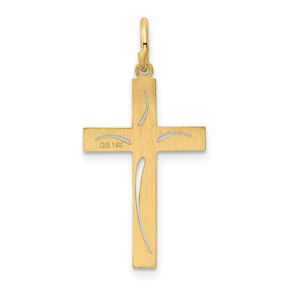 14k Yellow Gold 13 mm Laser Designed Cross Charm (0.65 grams)