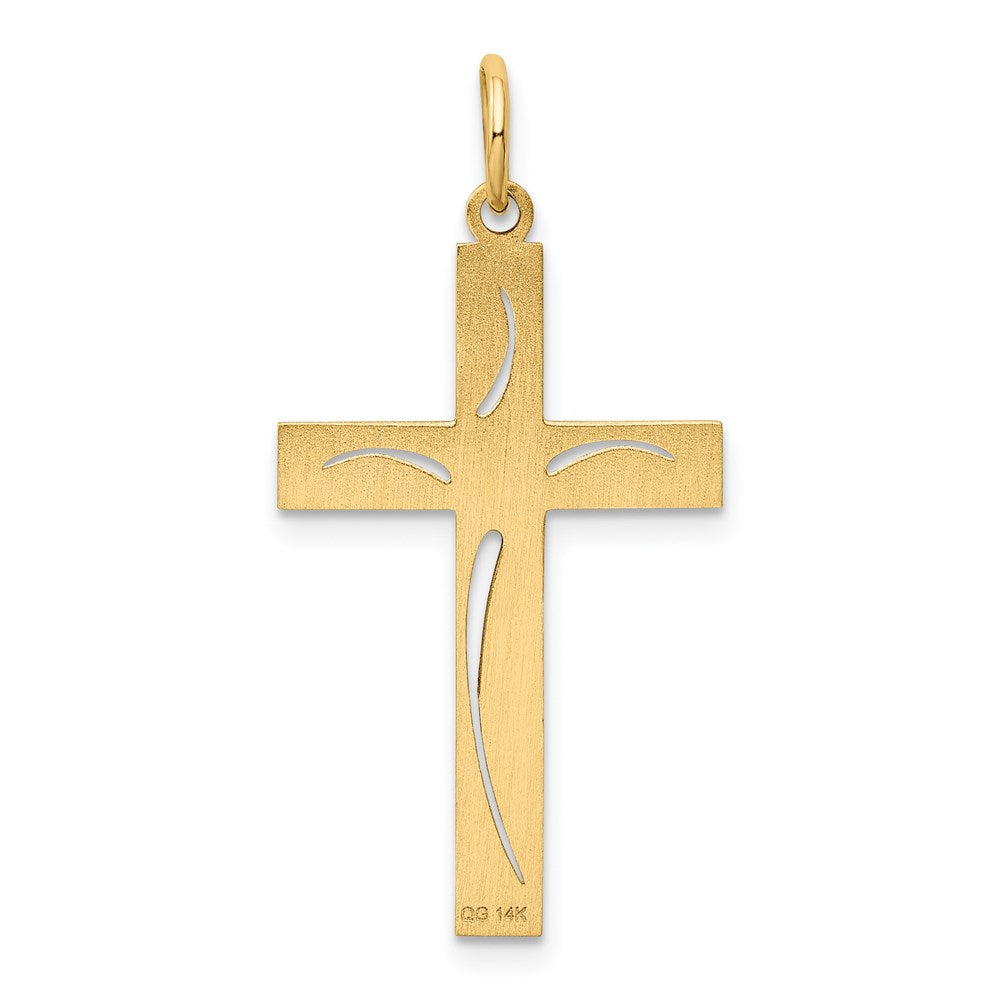14k Yellow Gold 17 mm Laser Designed Cross Pendant (1.07 grams)