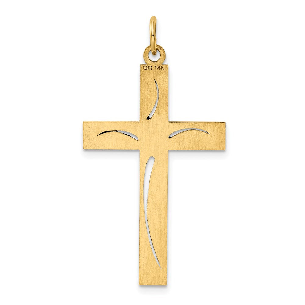 14k Yellow Gold 21 mm Laser Designed Cross Pendant (1.67 grams)