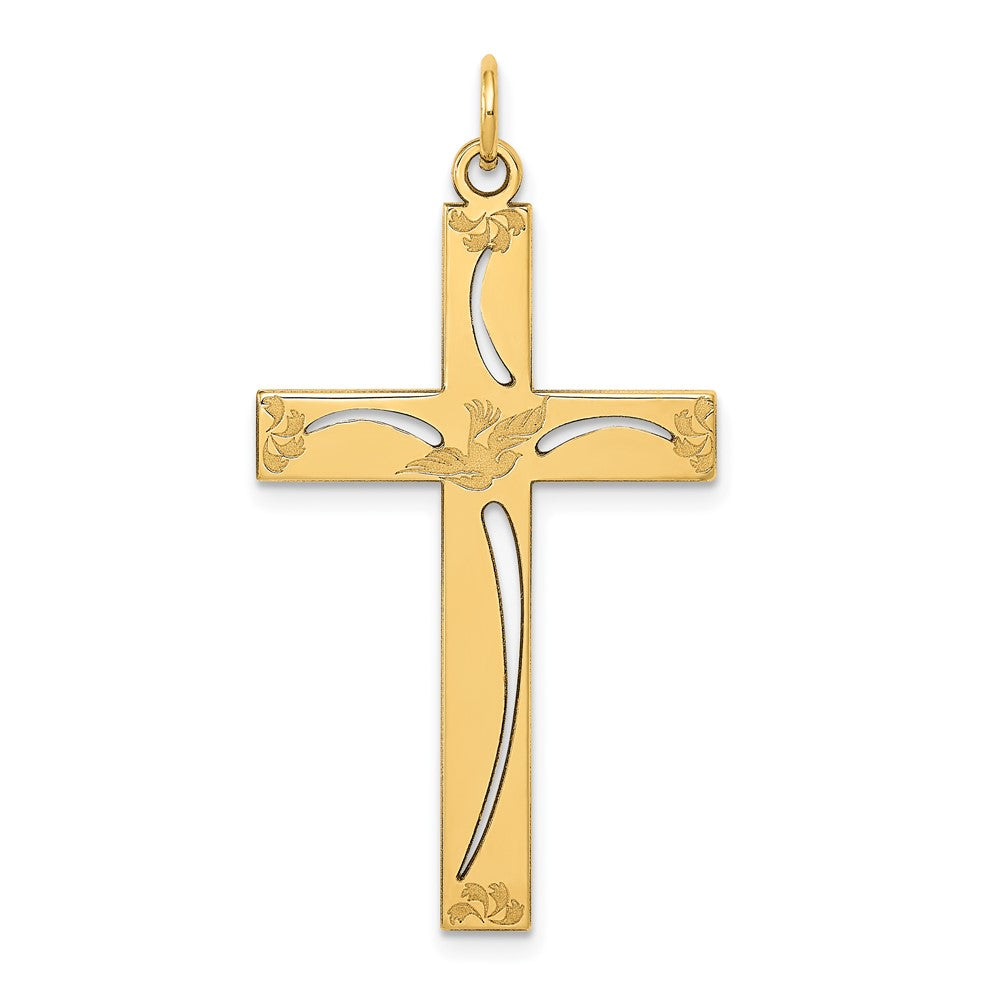 14k Yellow Gold 21 mm Laser Designed Cross Pendant (1.67 grams)