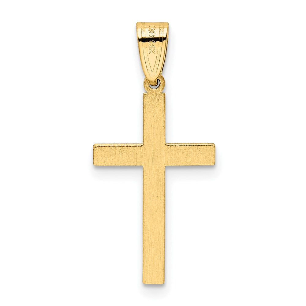 14k Yellow Gold 12 mm Solid Laser Etched Cross Pendant (0.59 grams)