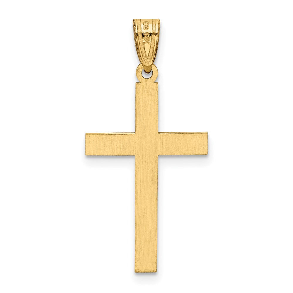 14k Yellow Gold 15 mm Solid Laser Etched Cross Pendant (0.81 grams)